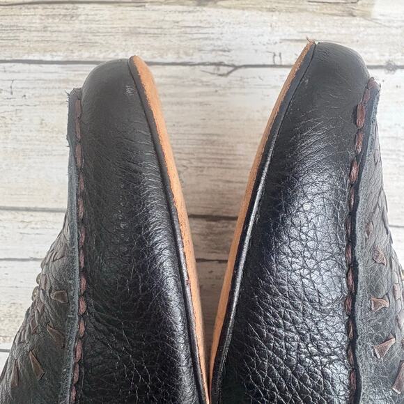 Brighton Kafka Leather Loafers Sz 8M Brown Boho Studded Embroidered Slip On - Picture 10 of 11